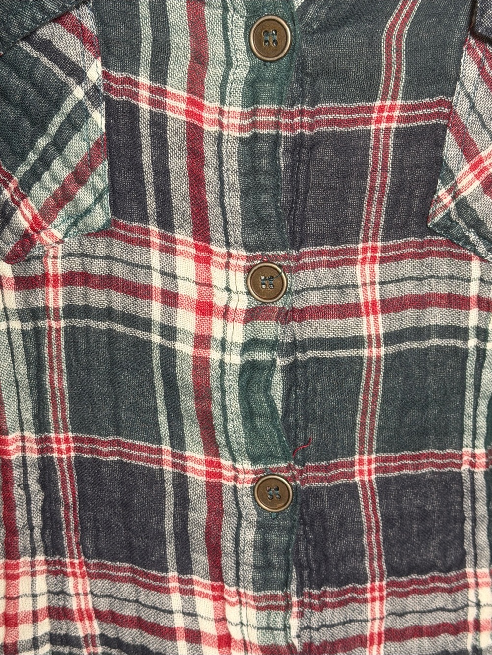 👚 Nostalgia Plaid Button-Up Shirt Y2K — Blue/Green/Red — Sz XL / D - Picture 7 of 11